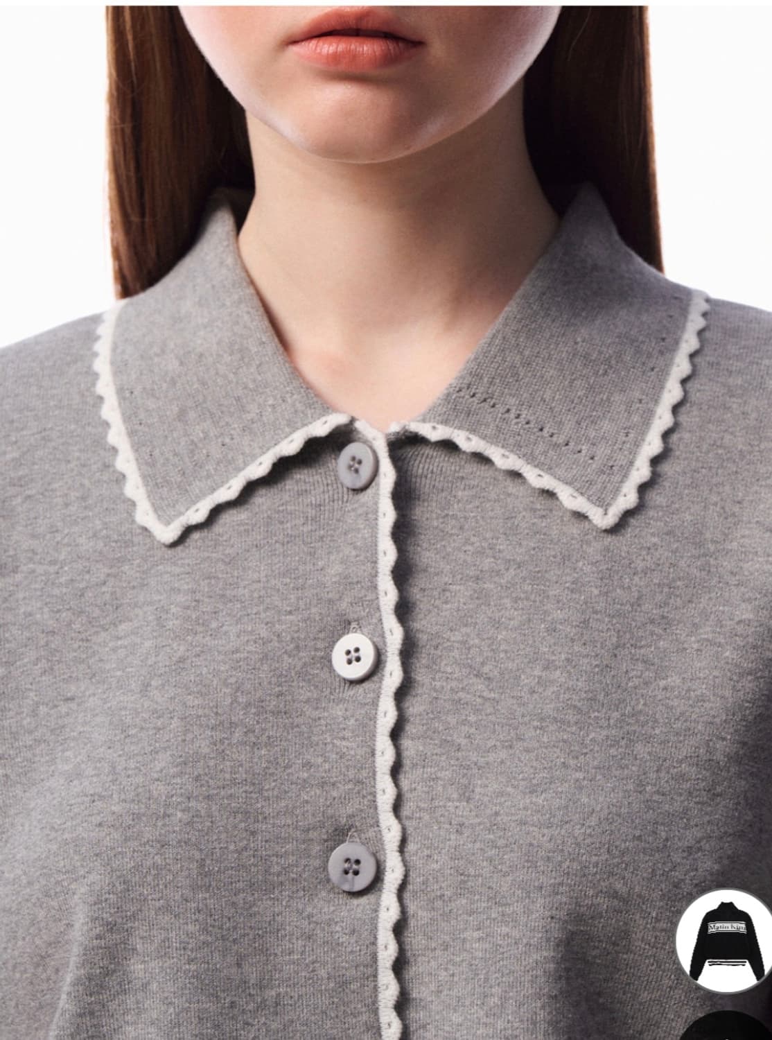 (새상품) 바시카 프릴 패턴 하프 슬리브 가디건 상품이미지2