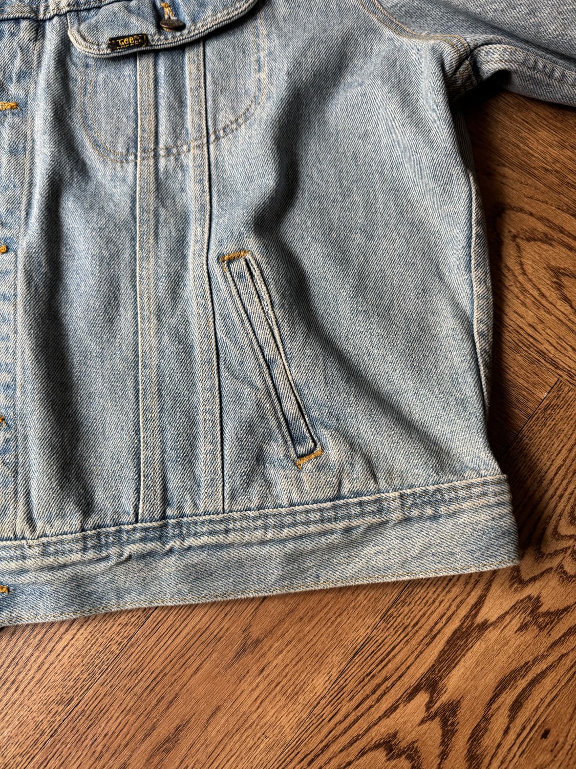 [XL]90s Lee Made in USA 빈티지 워싱 데님 트러커 자켓 상품이미지6