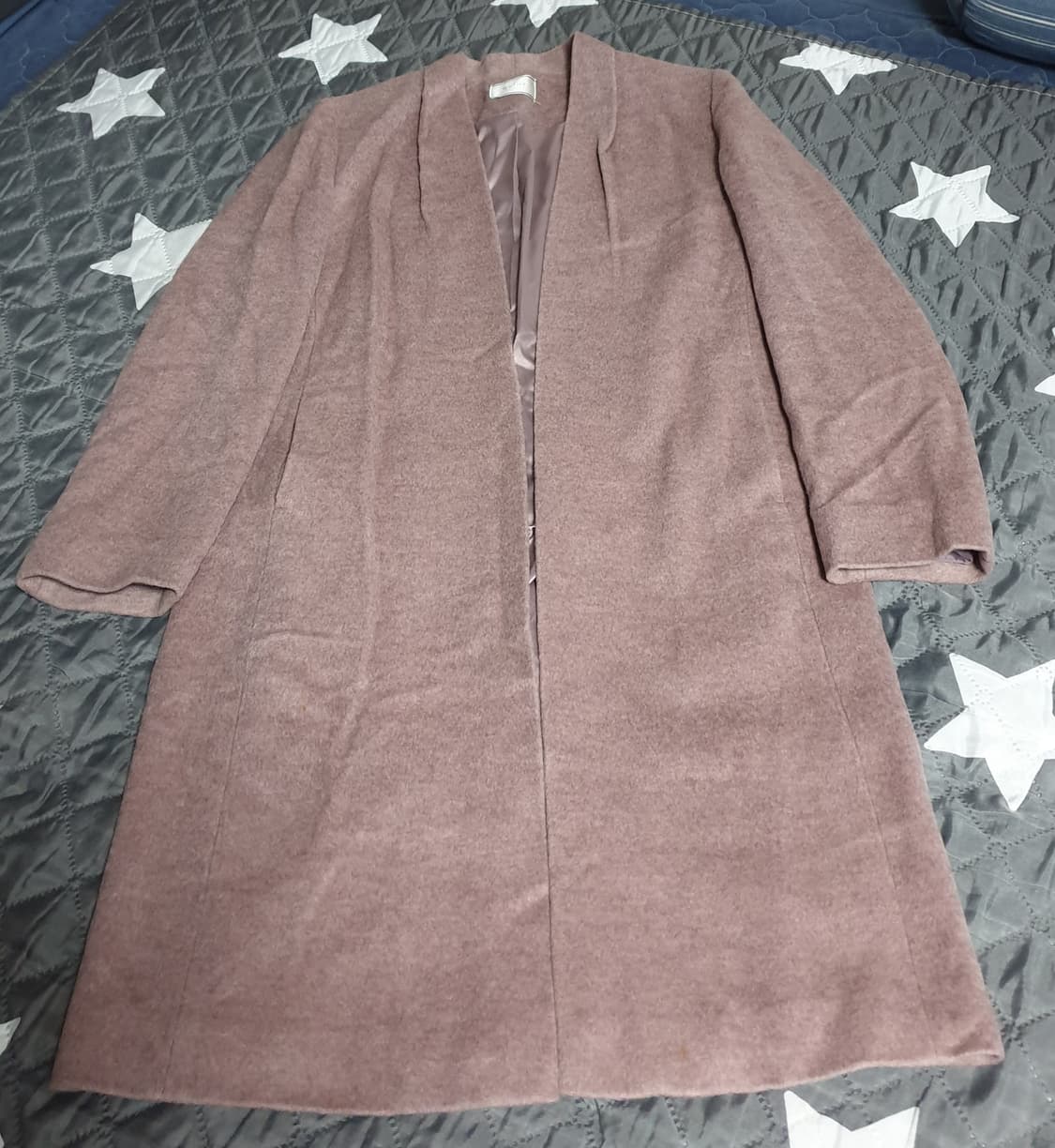 BEIGE 캐시미어 블렌드 안감실크 버튼리스 울 코트 라이트핑크(M) 상품이미지1