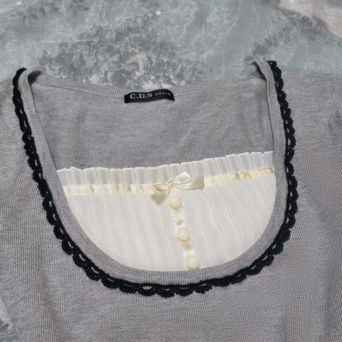 빈티지 공겜여주 리본 니트 로걀탑 리즈리사깔 상품이미지2