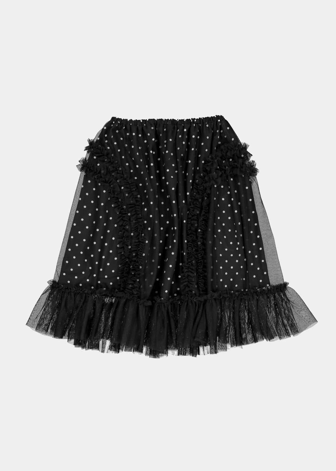 생긴스튜디오 밴딩 러플 샤 도트 스커트 블랙 상품이미지1