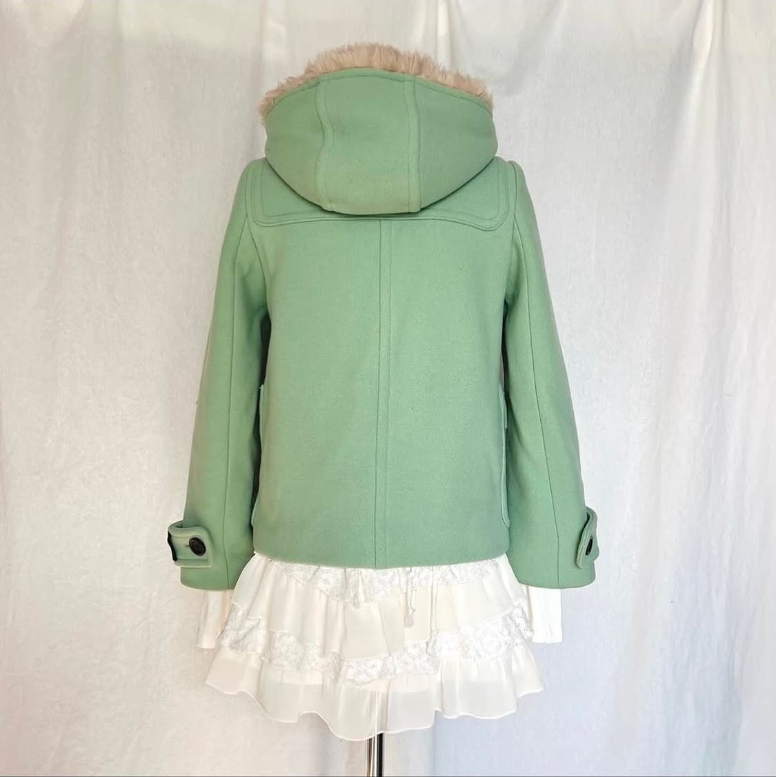 무드브릿지 민트색 퍼 후드 떡볶이코트 상품이미지4