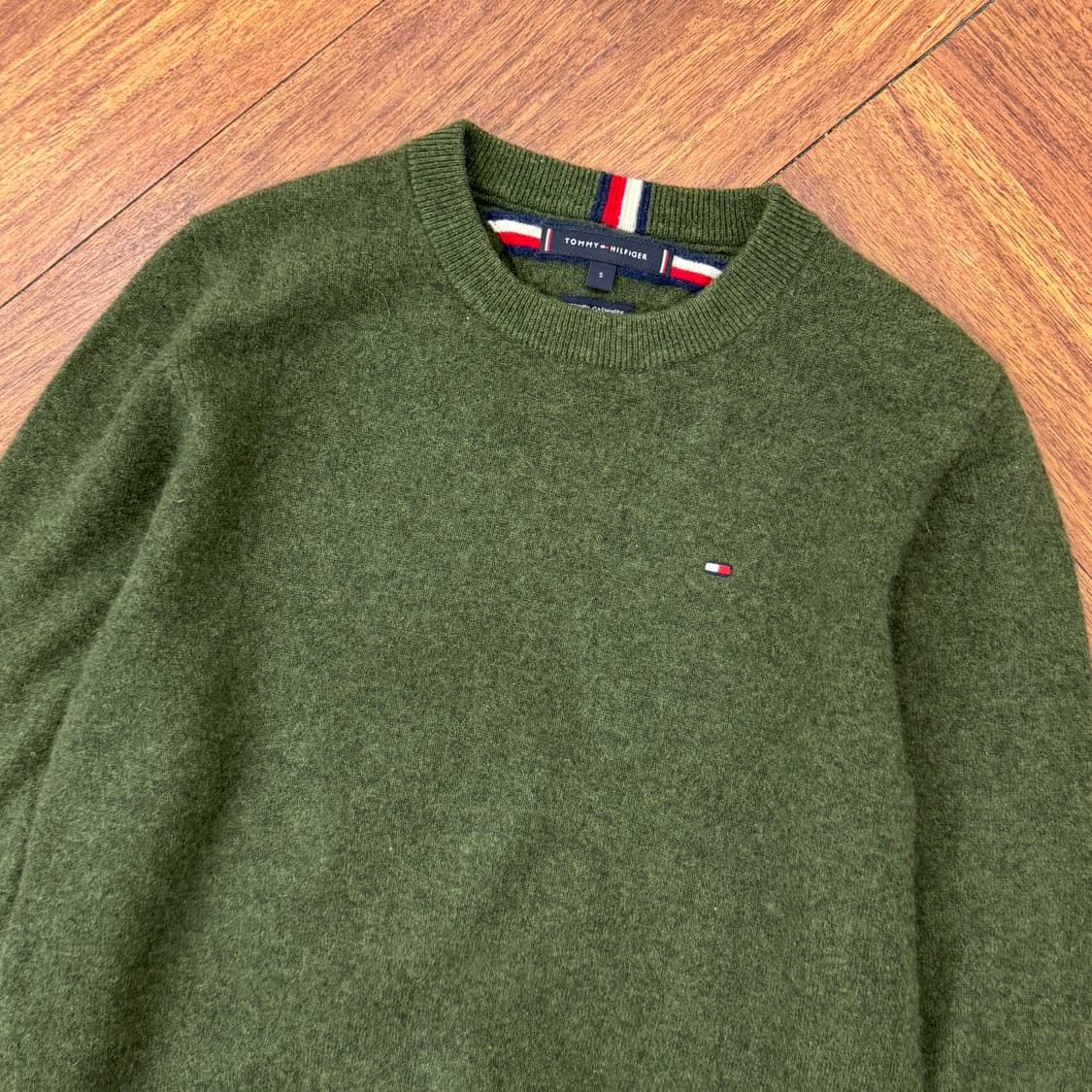 S 타미힐피거 카키 캐시미어 라운드 니트   상품이미지2