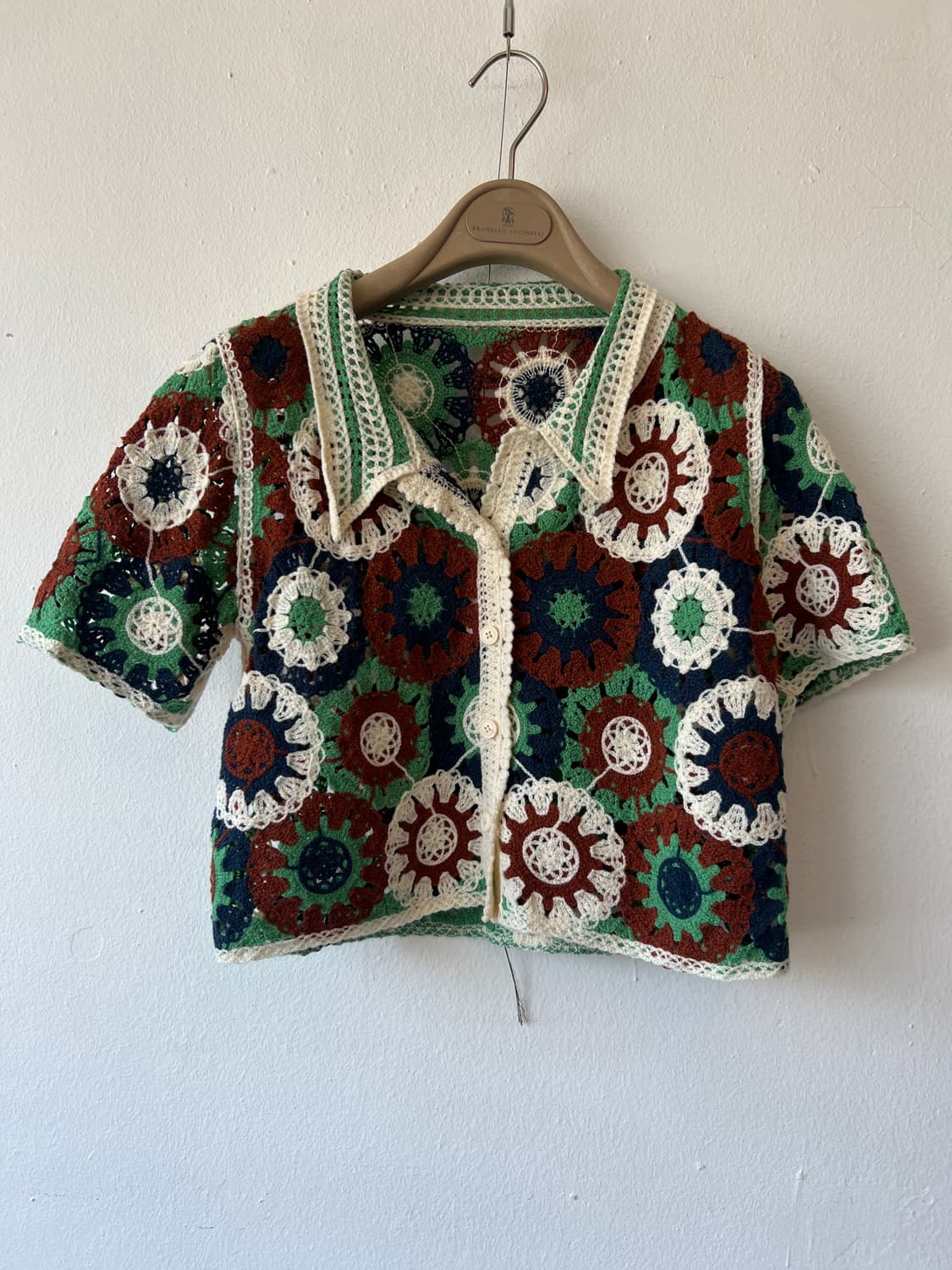 일본수입 여성 모티브크로셰 니트카라티셔츠 니트가디건 상품이미지2