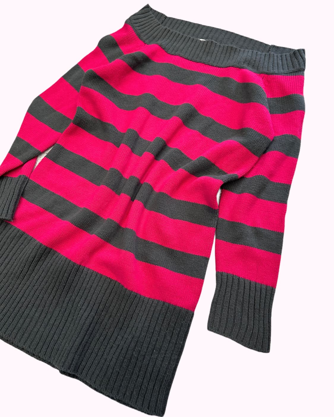 pink stripe off-shoulder knit dress 상품이미지2