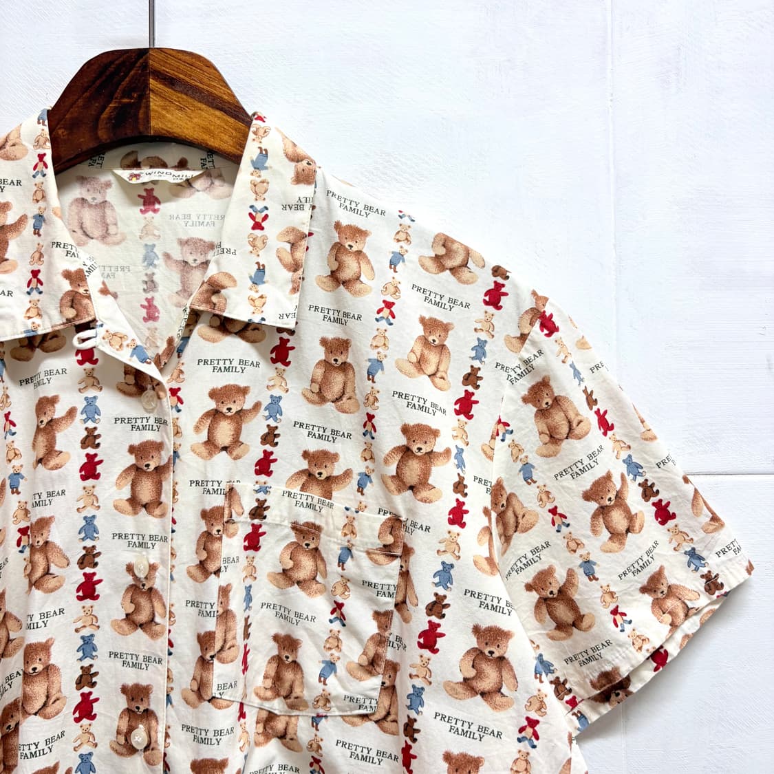 곰돌이 패턴 코튼 반팔 셔츠  JPN 상품이미지2