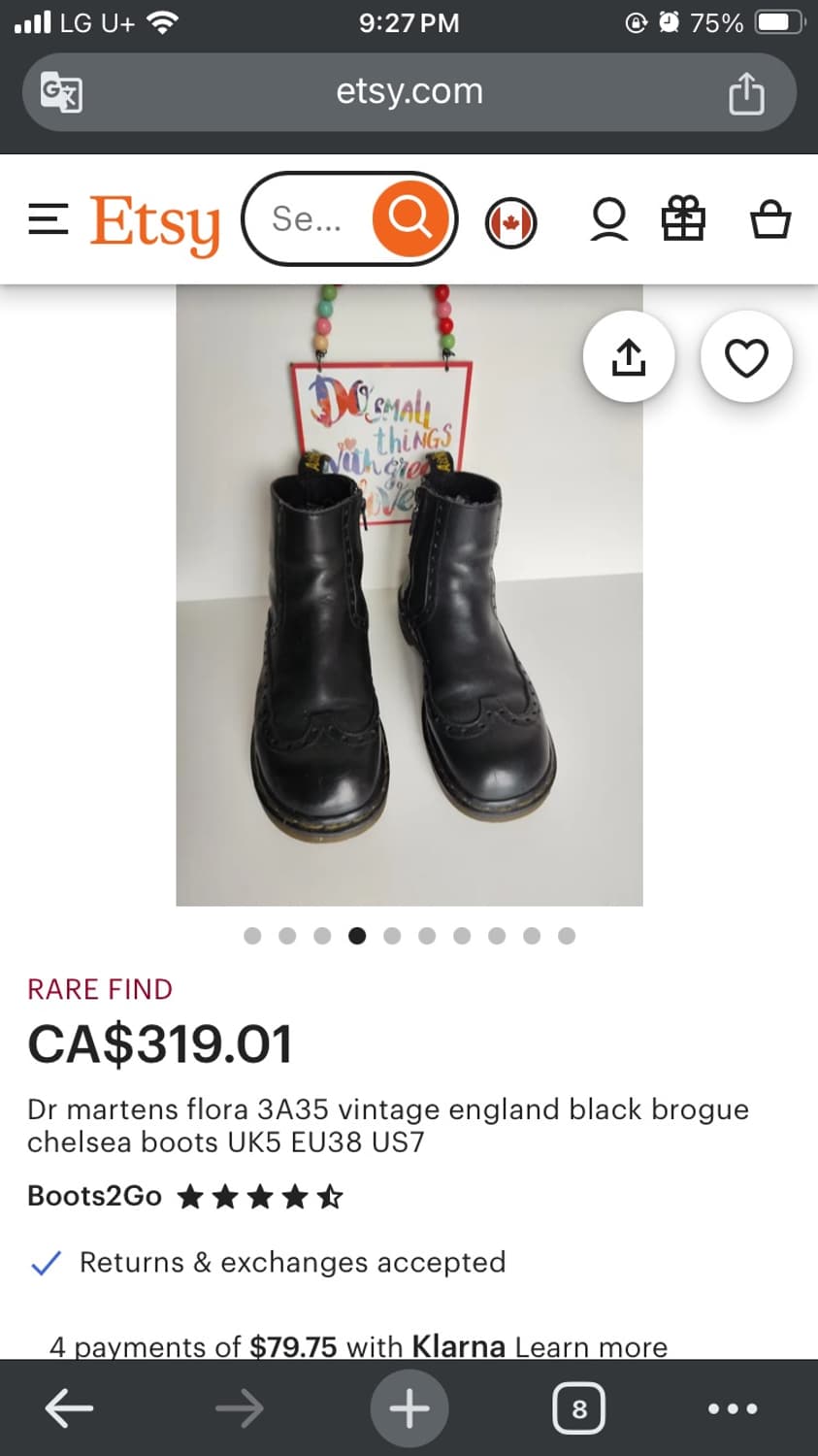 닥터마틴 희귀 영국 빈티지 브로그 윙팁 작게나온 uk4 상품이미지5