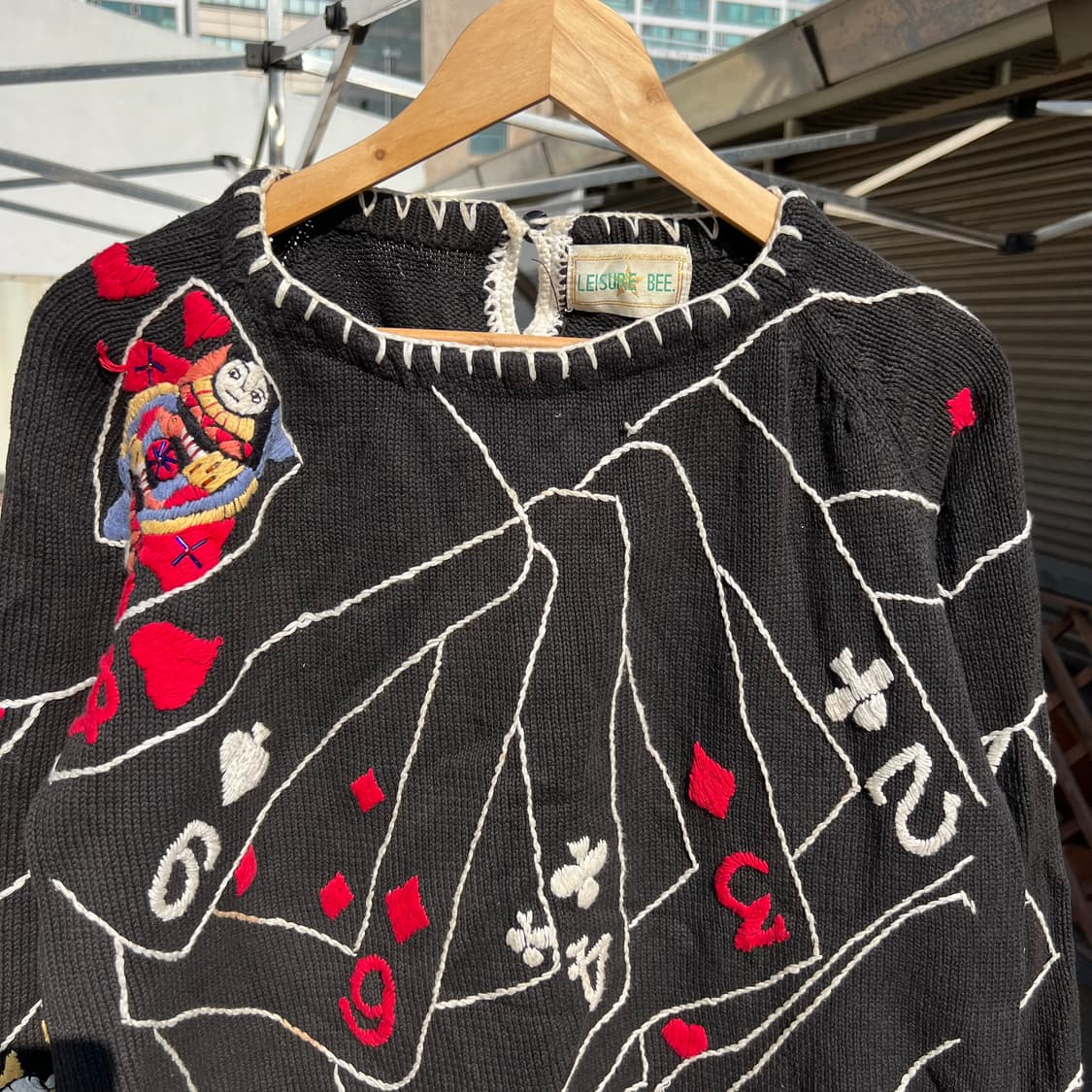 빈티지 트럼프 카드 코튼 니트 원피스 상품이미지2