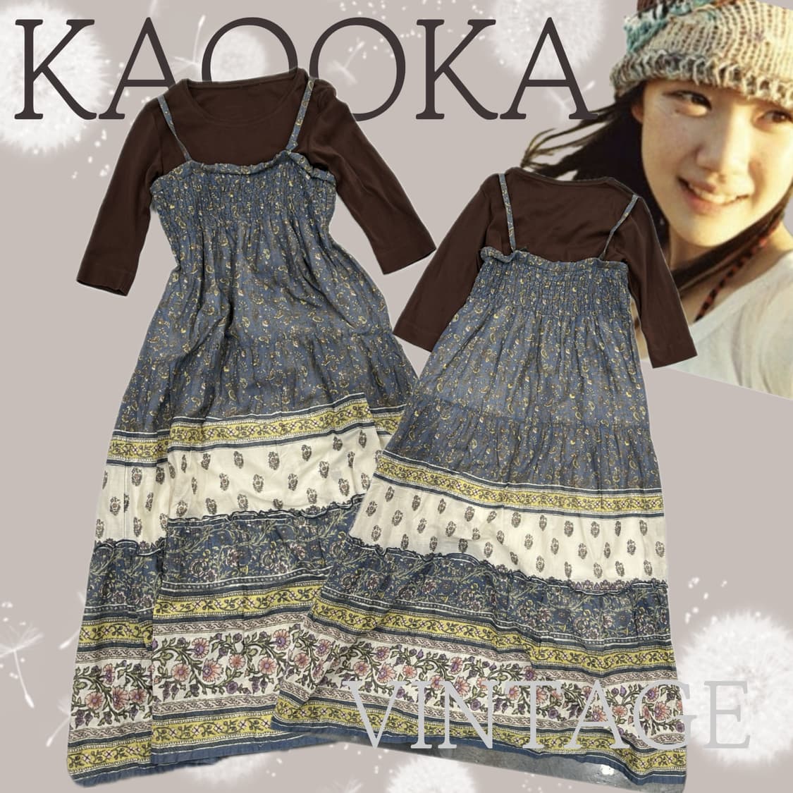 🍀하구미의 에스닉 롱  원피스 코디🍀 히피 레이어드 패턴 보헤미안  상품이미지1