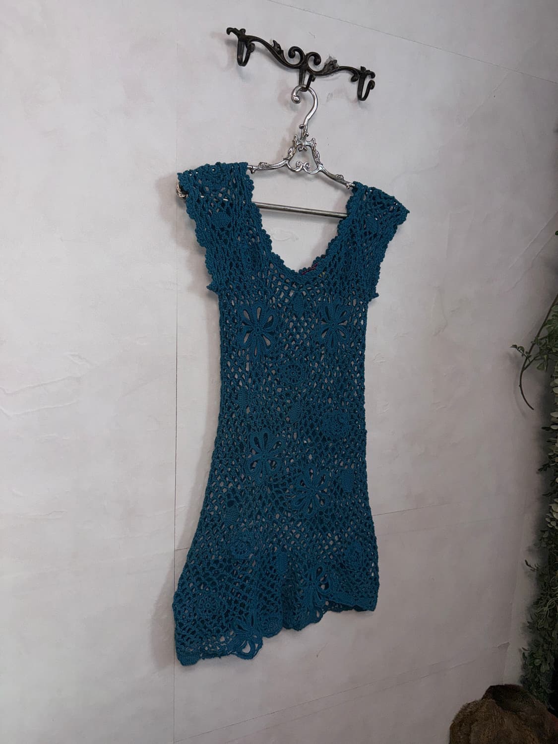 Turquoise sheer floral crochet ops  상품이미지4