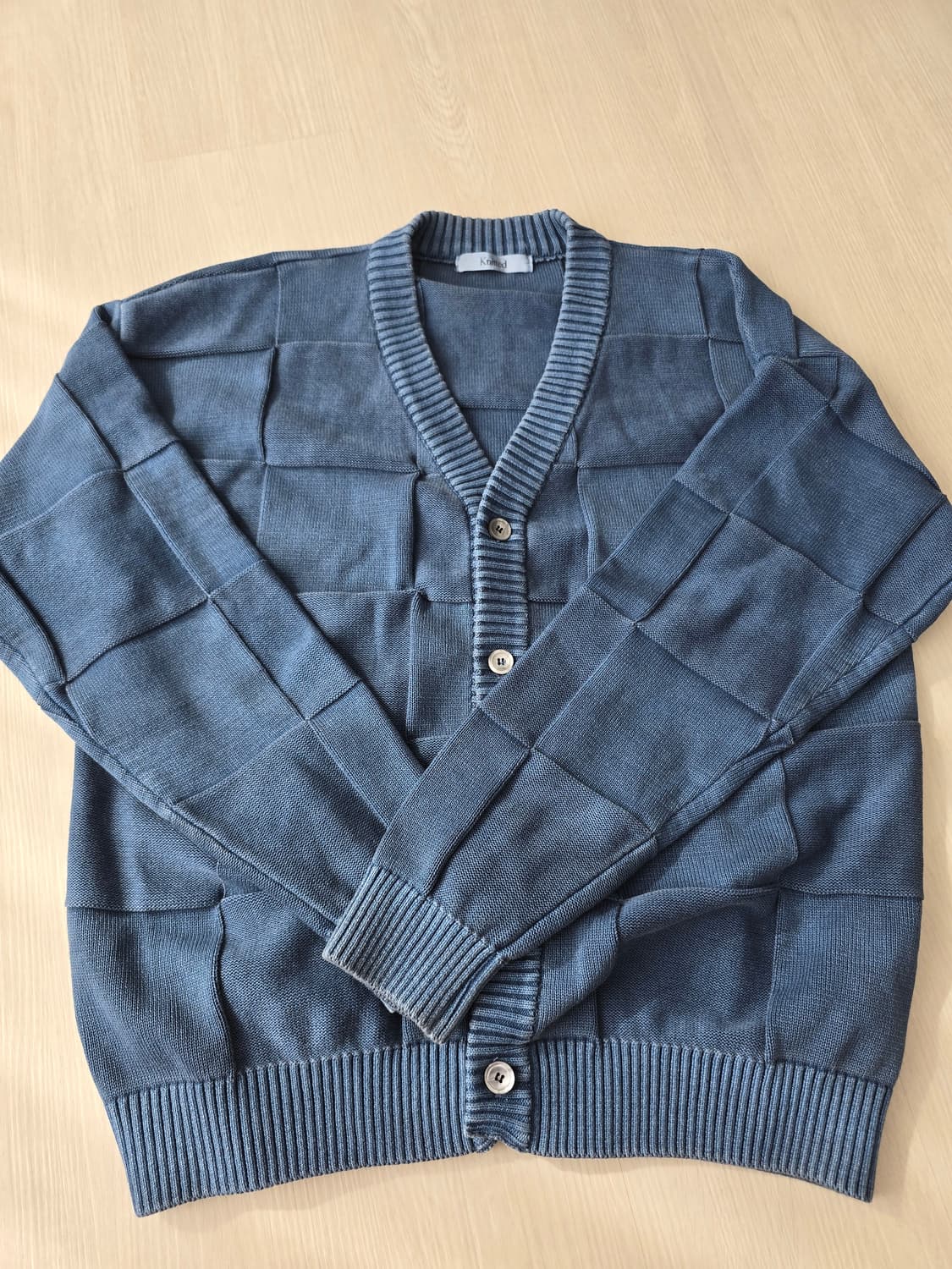 니티드 피그먼트 스퀘어 가디건 BLUE xl 상품이미지1