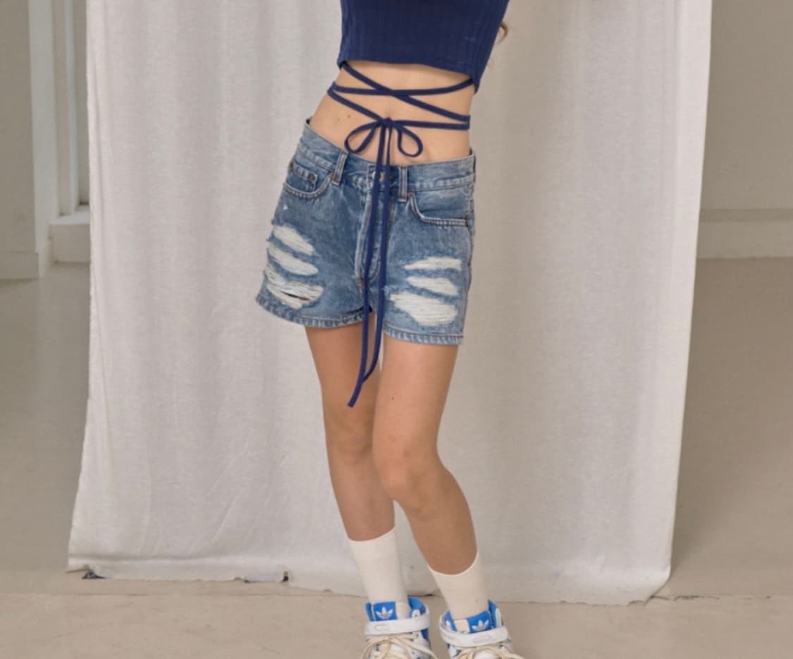 체리퀴리 데미지 데님 쇼츠 2사이즈 상품이미지2