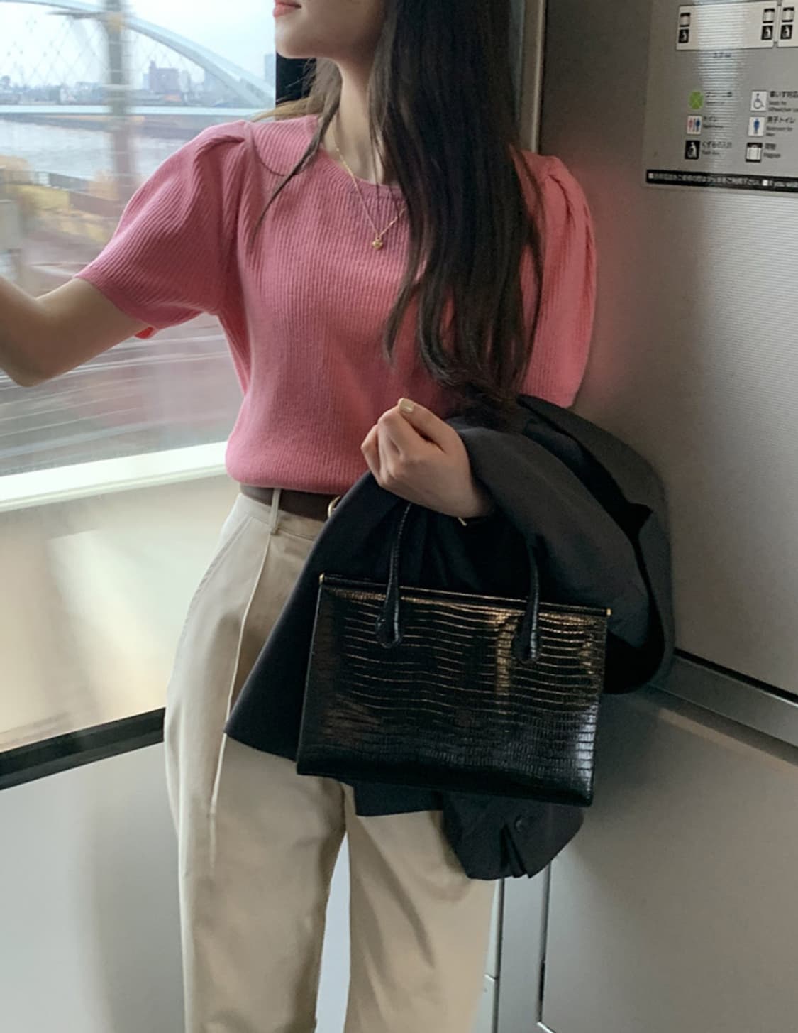 가내스라 핑크 퍼프 반팔니트  상품이미지1