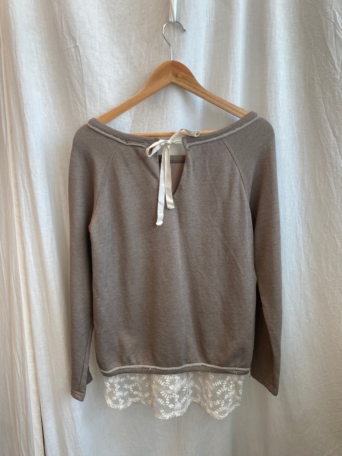 브라운 레이스 맨투맨탑(L) 상품이미지7