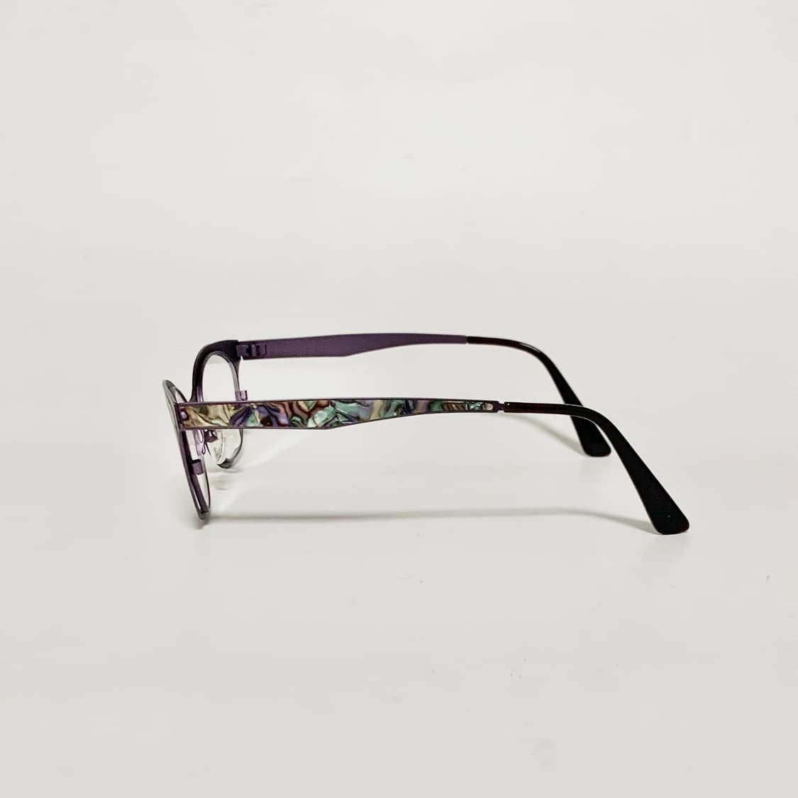 1001 빈티지안경 캣아이 긴다리 가벼운 메탈 마블 패턴 퍼플 멀티 컬러 상품이미지4