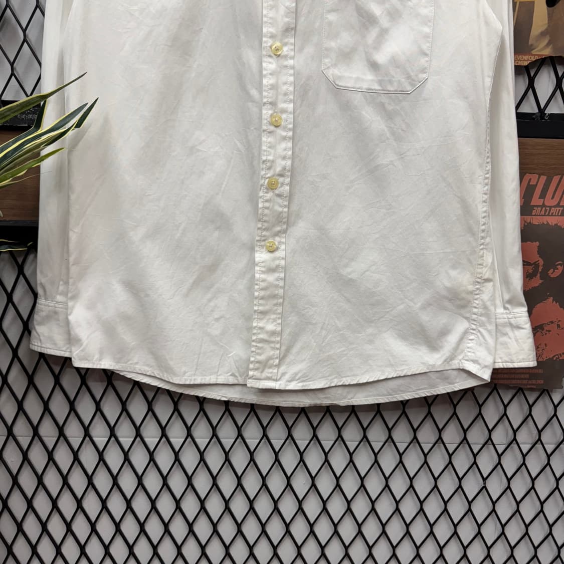 버버리 브릿 긴팔 셔츠 코튼 버튼업 원포켓 디테일 화이트 상품이미지4