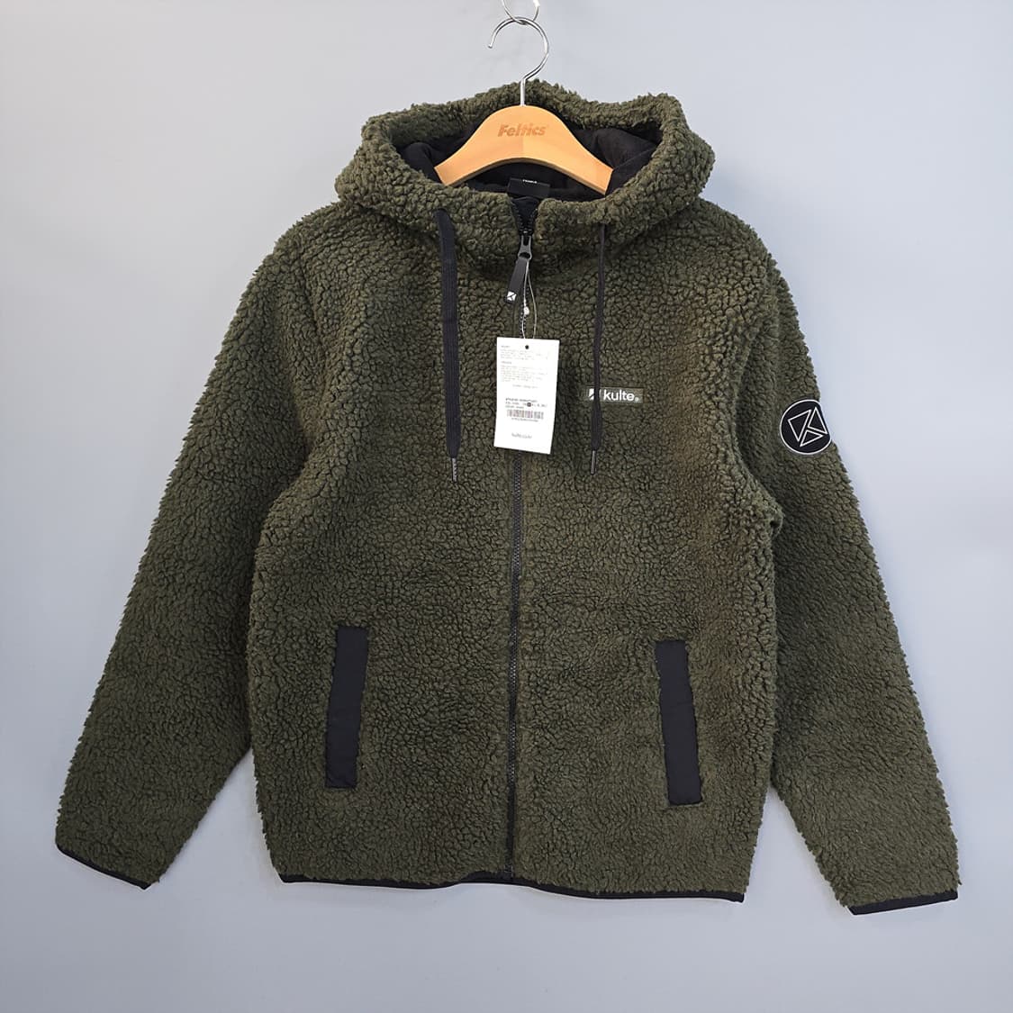 새제품)쿨트(Kulte) 셰르파 후드 집업 카키 S 상품이미지1