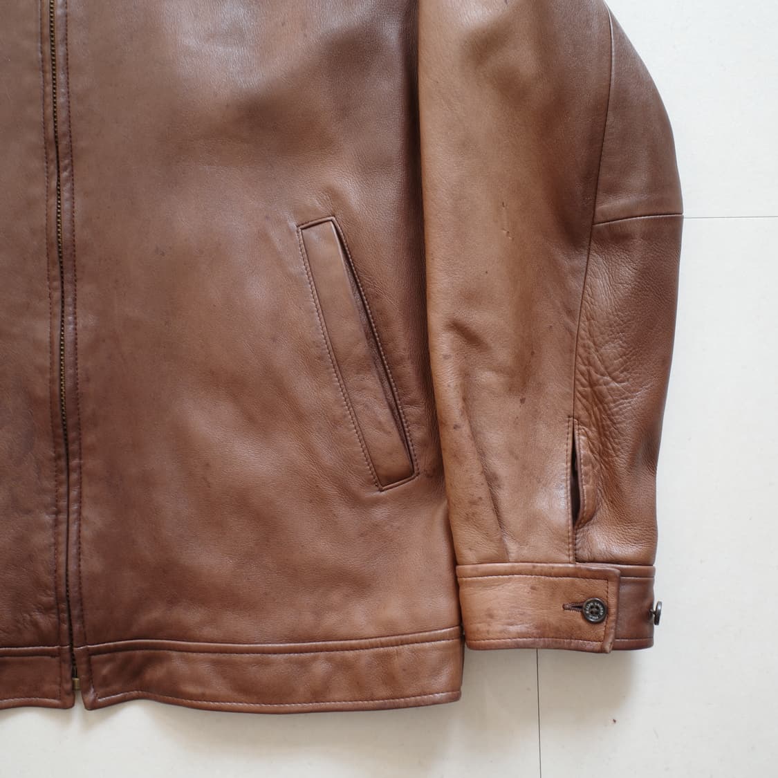 90s 폴로 레더 블루종 바라쿠타 베이포트 가죽 자켓 상품이미지4