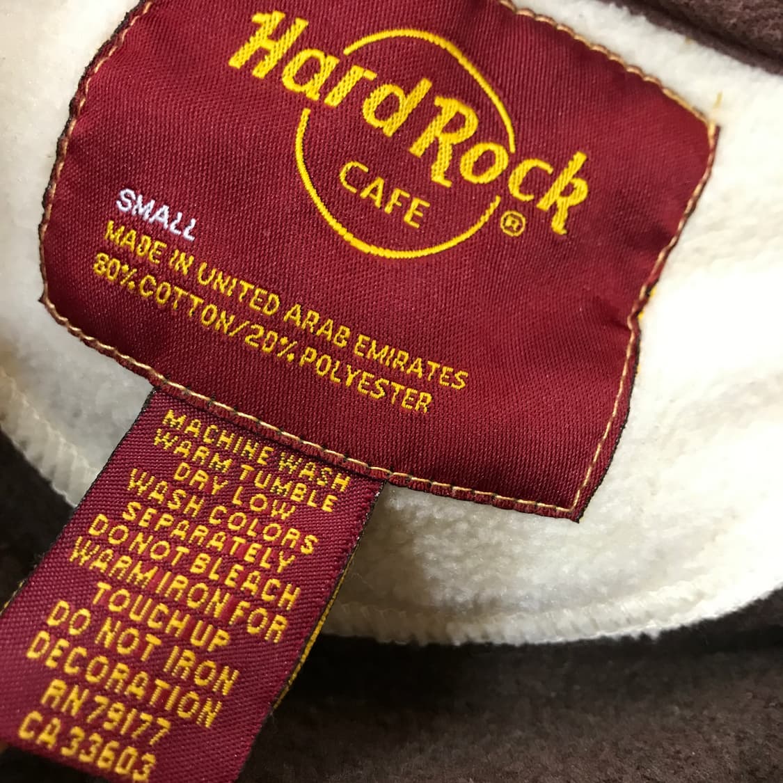 하드락 카페 Hard Rock Cafe 갈색 후드집업 S(95) 상품이미지8