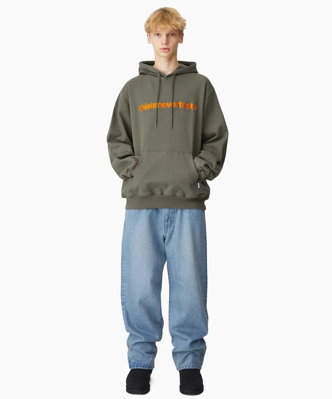 디스이즈네버댓 T로고 스웻 기모 후드티 다크 모카 L 상품이미지3