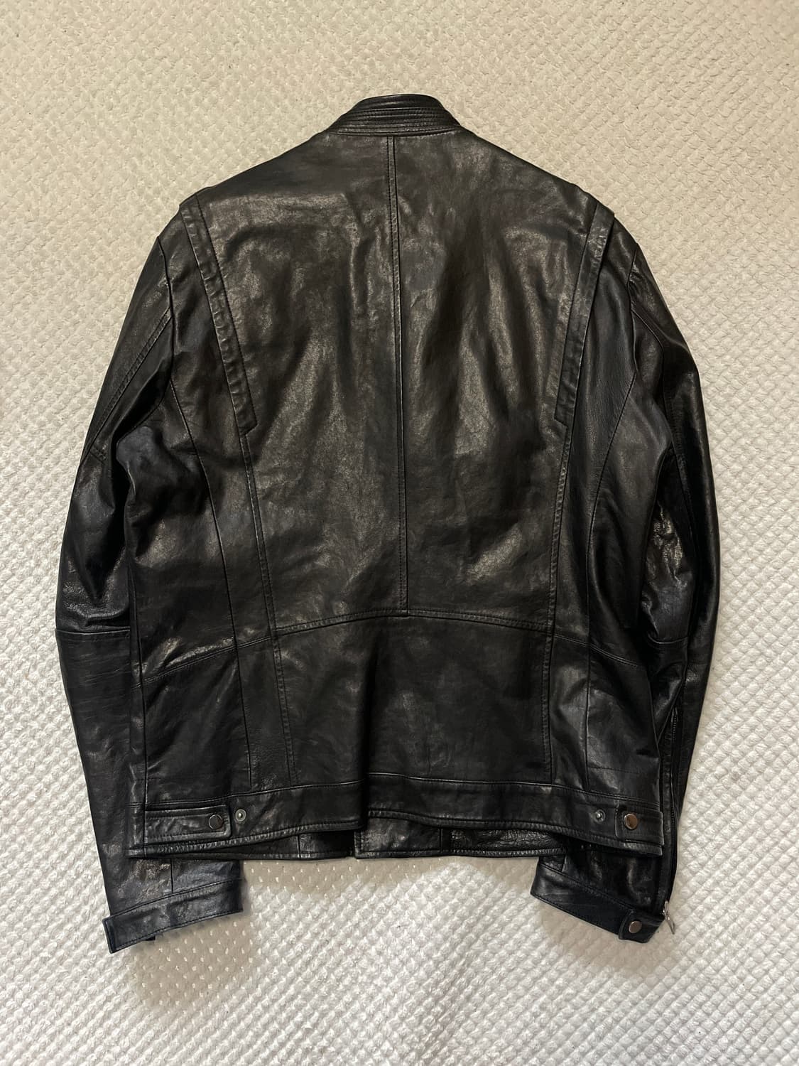 웨스턴 무드 램스킨 양가죽 절개 바이커 레더 자켓 상품이미지2