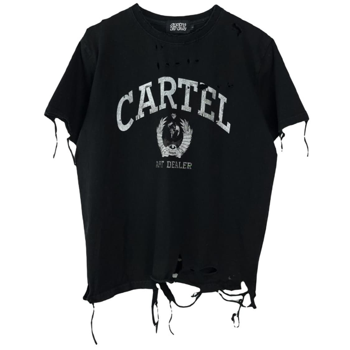 [선데이오프클럽] 데미지 가공 카르텔 크롭 반팔티 블랙 M20302 상품이미지2