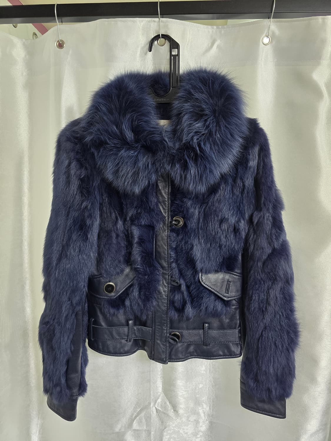 네이비 퍼 가죽 믹스 자켓 (1518) 상품이미지1