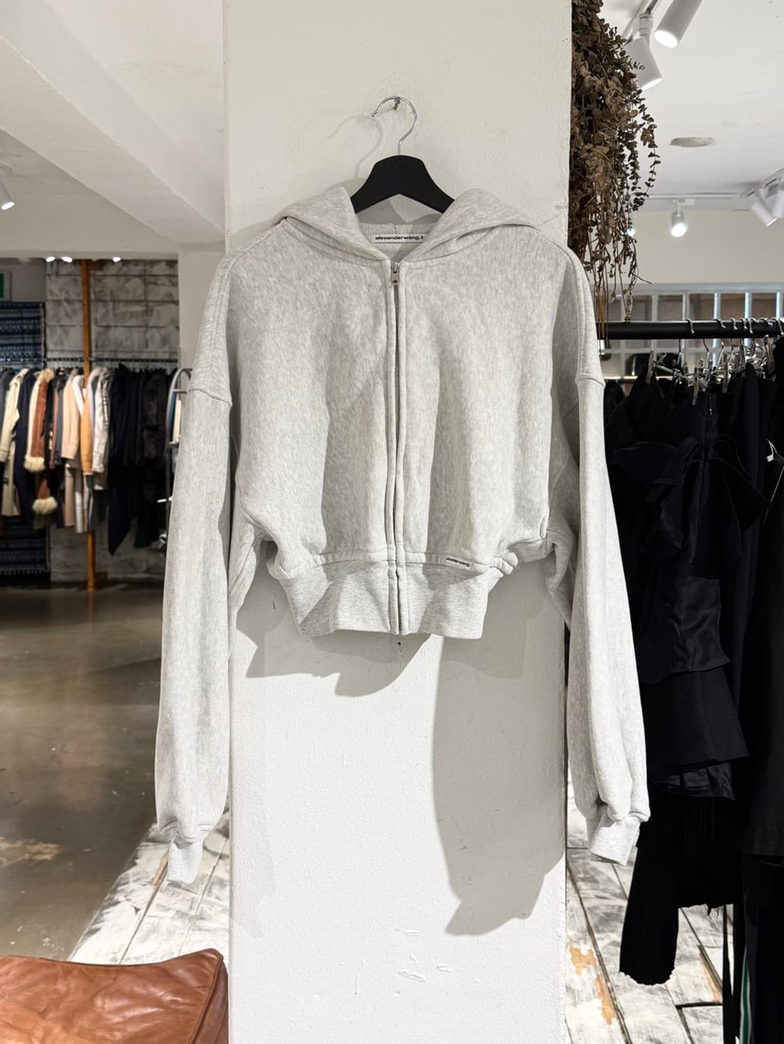 알렉산더 왕 멜란지 집업 크롭 후드티 상품이미지1