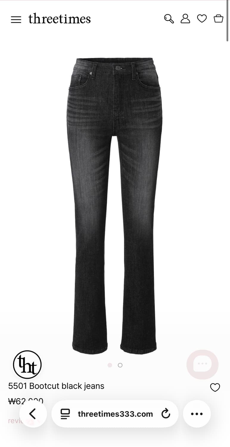 쓰리타임즈 5501 부츠컷 블랙 진 S 상품이미지1
