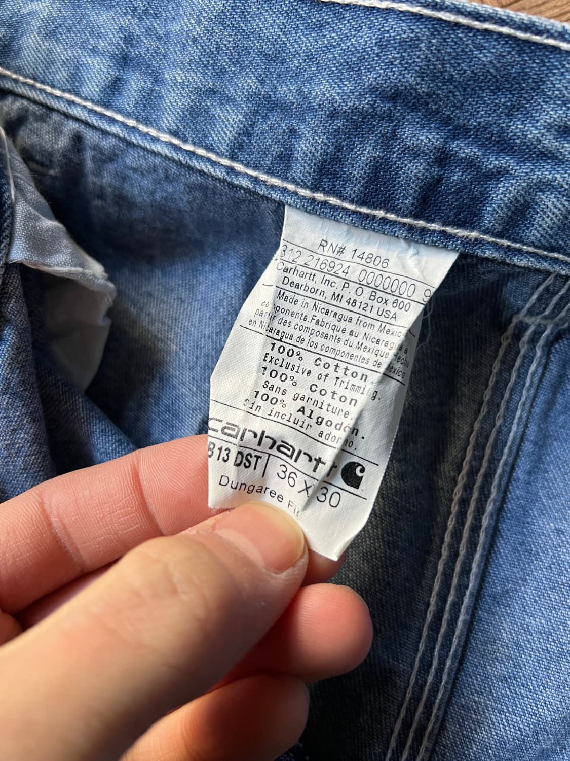[36]칼하트 USA 덩가리핏 싱글니 카펜터 워크 데님 팬츠 상품이미지4