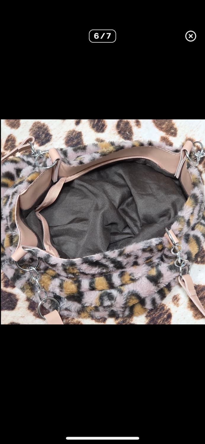 빈티지 레오파드 핑크 퍼 갸루 숄더백 상품이미지6