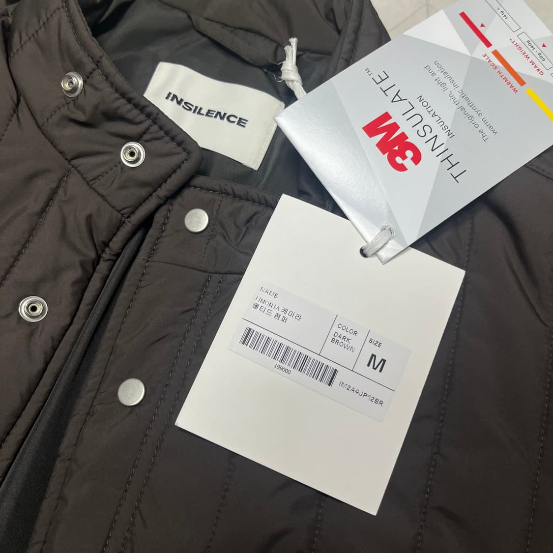 새상품(M)인사일런스 3M 신슐레이트 퀄티드 점퍼 다크브라운 상품이미지5