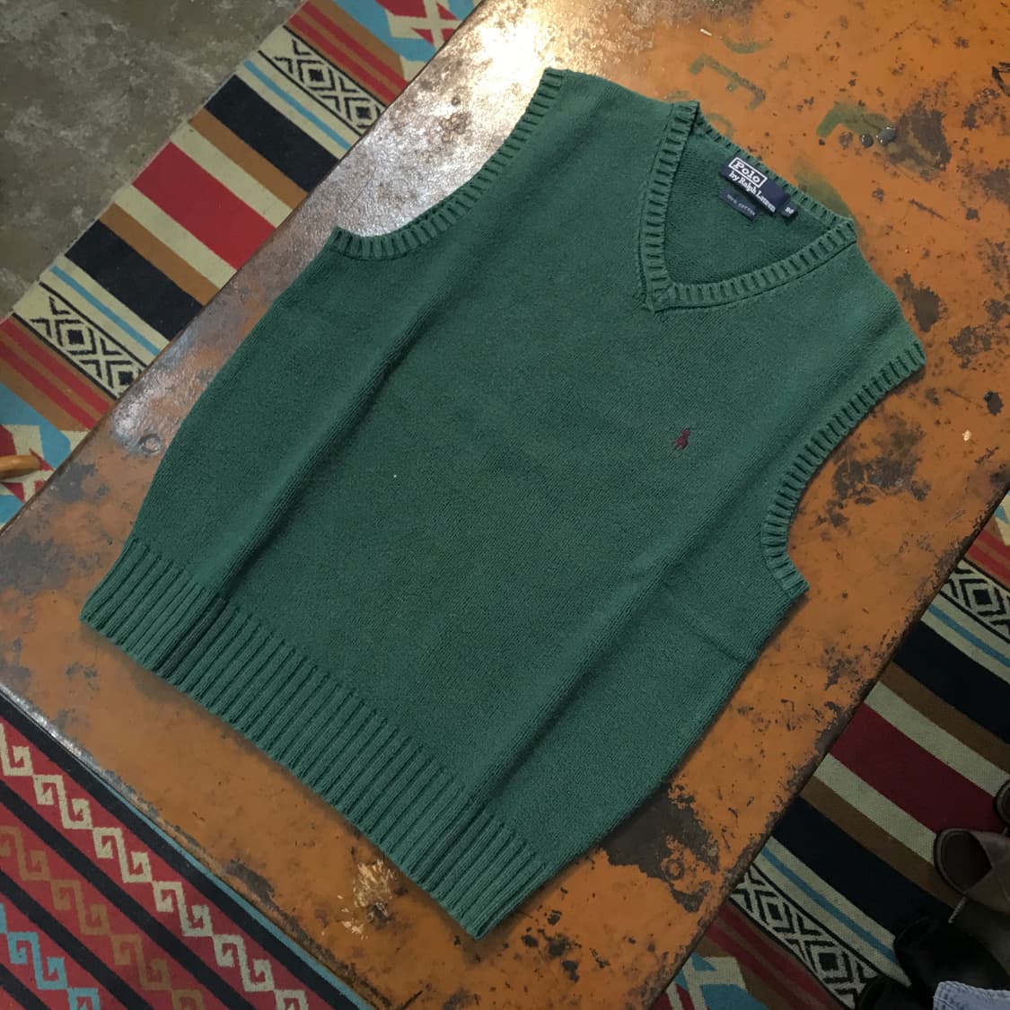 폴로랄프로렌 에이징 그린 코튼 브이넥  니트 조끼 여성 55 사이즈 상품이미지2