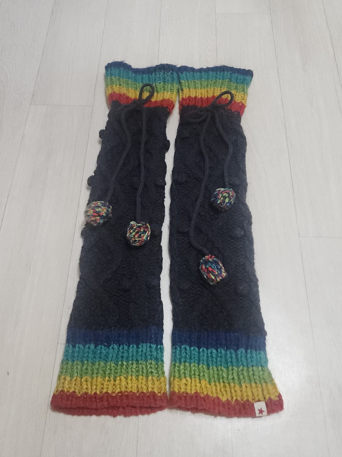 레인보우 폼폼 케이블 니트 레그워머 상품이미지2