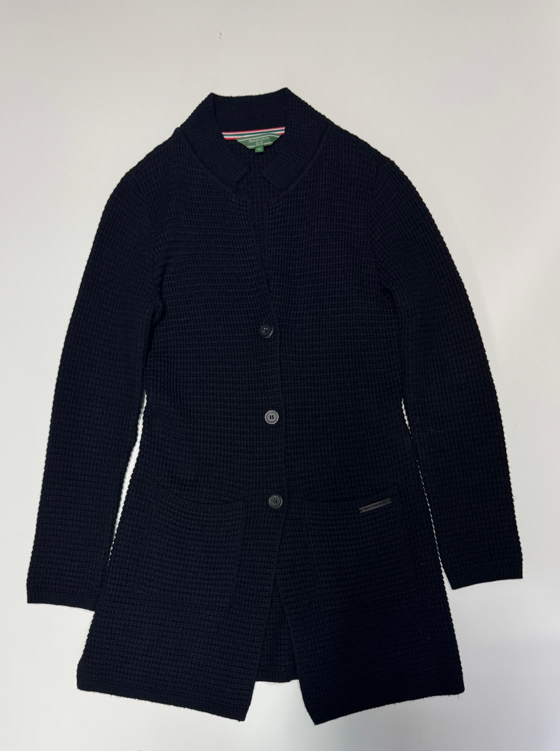 여성 헨리코튼 골프 블랙 와플 롱 가디건 s 상품이미지1