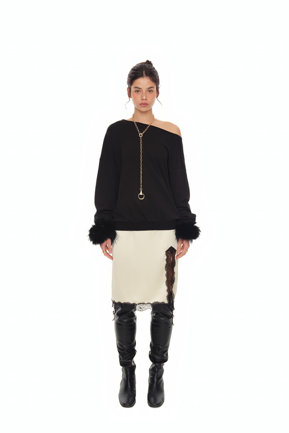 투머치택스 레이스 미디 스커트 (레몬) 상품이미지1