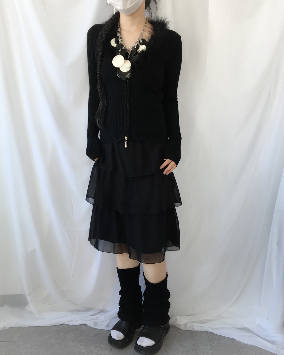 Fur trimming ribbed zip up 상품이미지1