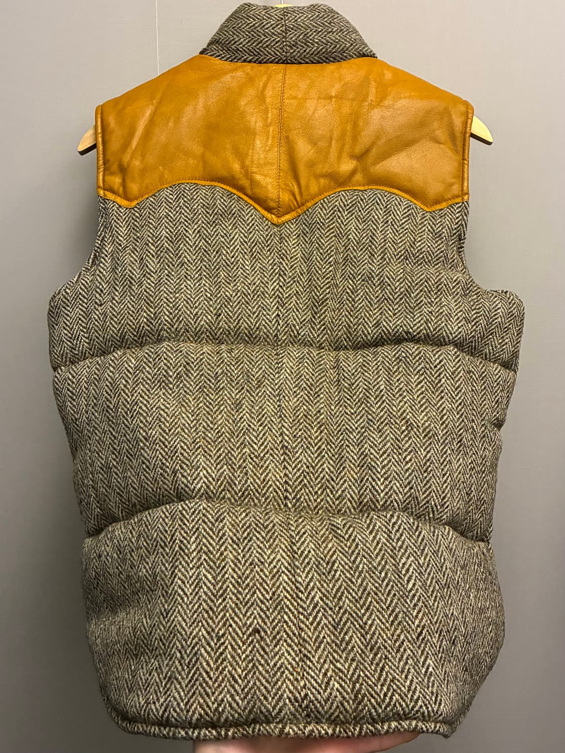 (S~M)USA 해리스트위드 x Cote mer 울 레더 다운 베스트 상품이미지6