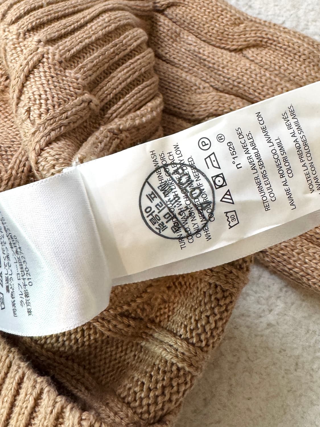 폴로 브라운 케이블 니트 매장판 상품이미지5