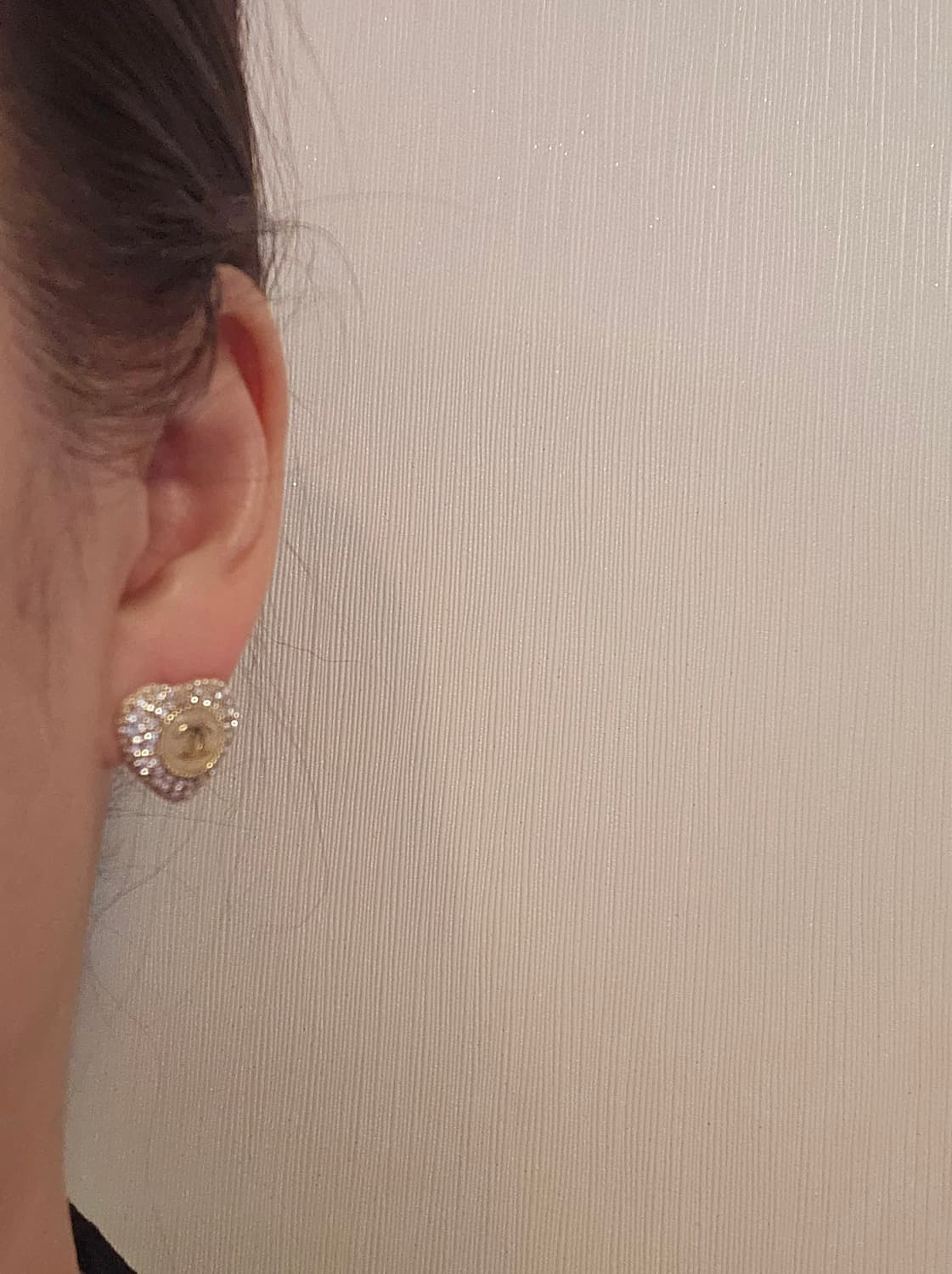 샤넬 큐빅하트 진주 샴페인골드 귀걸이 업사이클링 상품이미지7