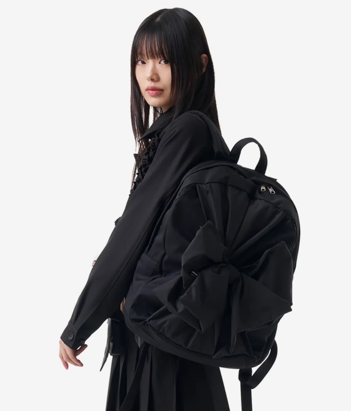 이우가마카라스 / 리본 노티드 백팩 블랙 상품이미지2