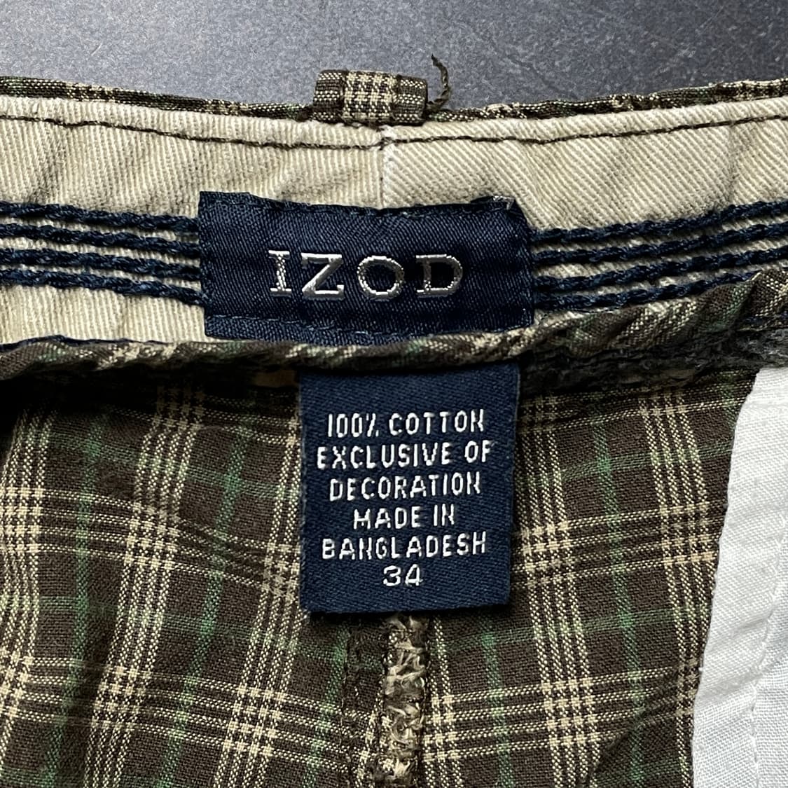 IZOD 아이자드 빈티지 브라운 체크 카고 하프 팬츠 A00775 상품이미지8