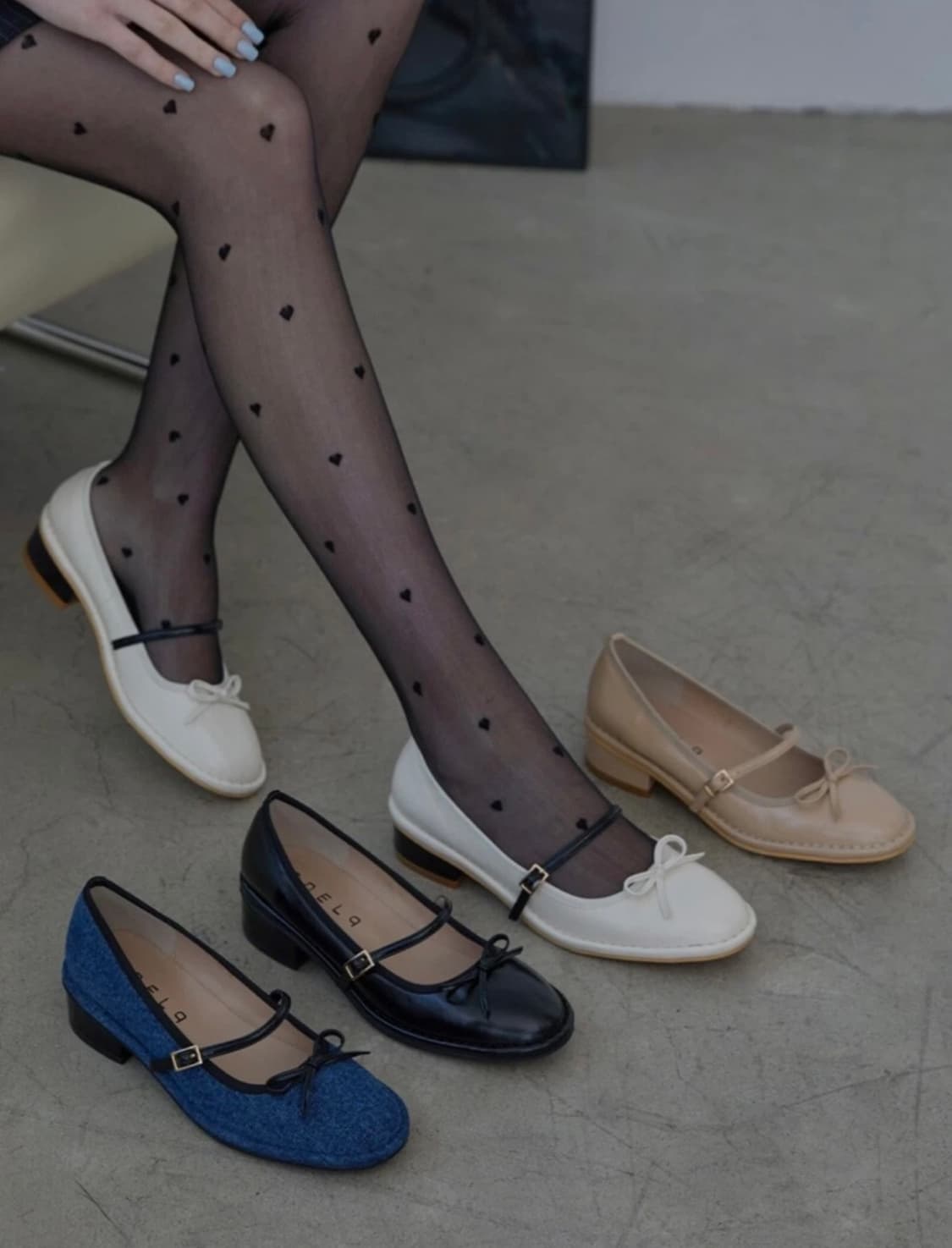 Ariel)데님 리본 메리제인 플랫슈즈 235사이즈 굽3.5cm 상품이미지2
