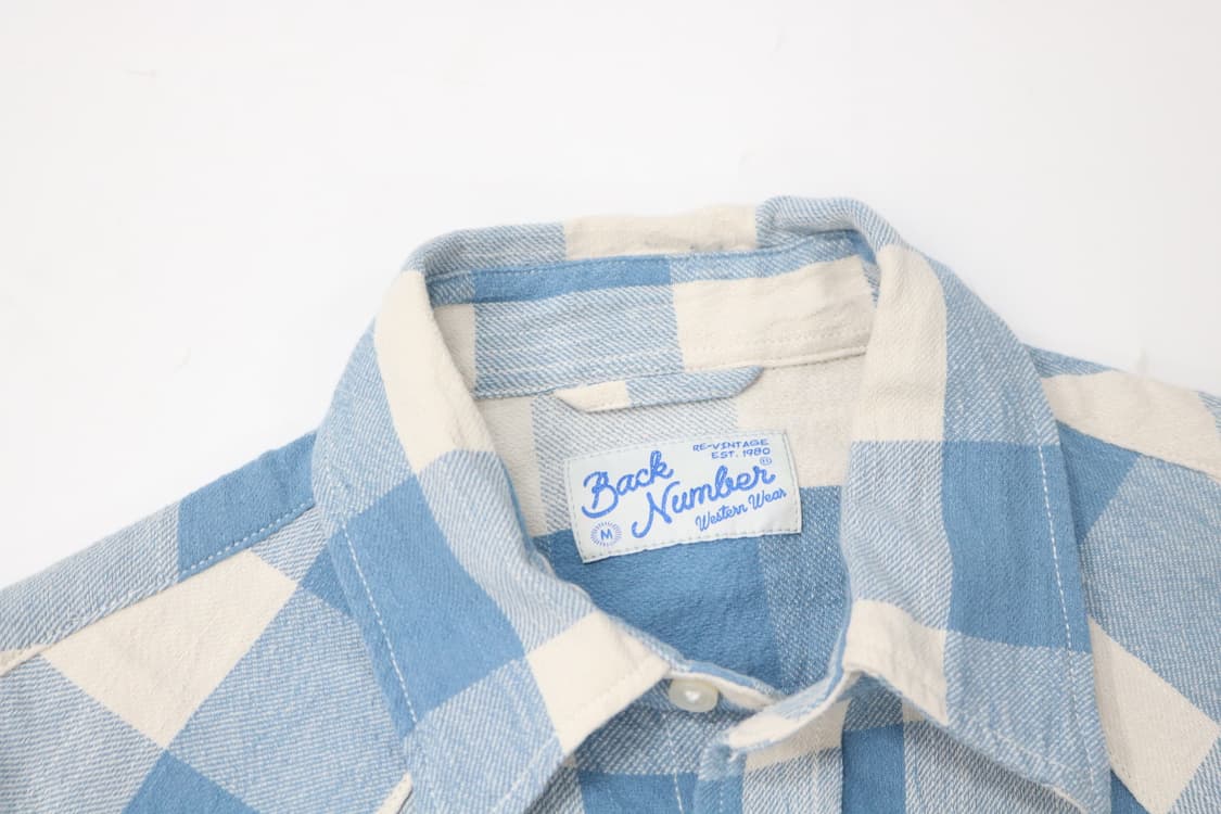 BACK NUMBER 백넘버 빈티지 블루 버팔로 체크 웨스턴 셔츠 (M) 상품이미지4