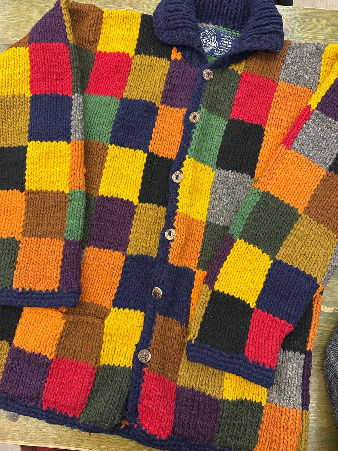 핸드메이드 헤비울 100% 패치 스웨터 핸드 스웨터 상품이미지1