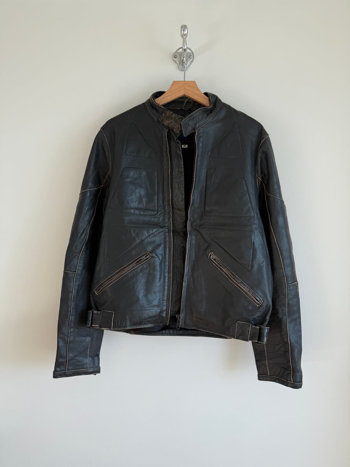 Top skin 레이싱 레더 자켓 상품이미지1