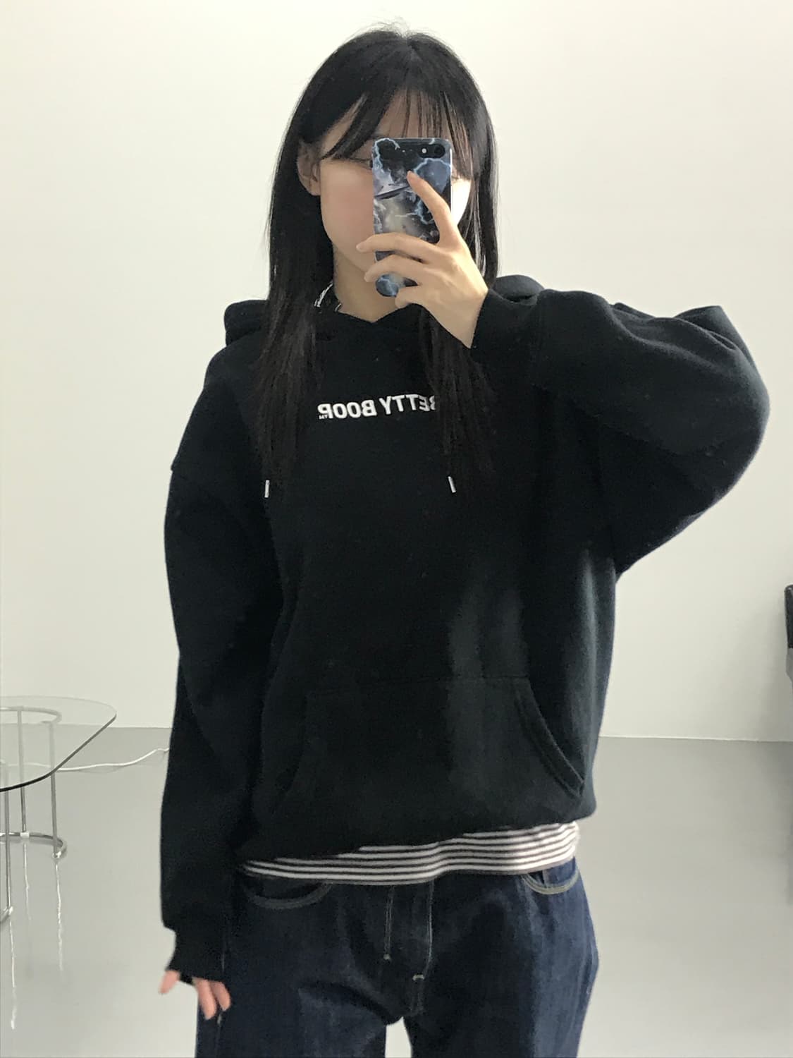 베티붑 블랙 후드티 상품이미지2