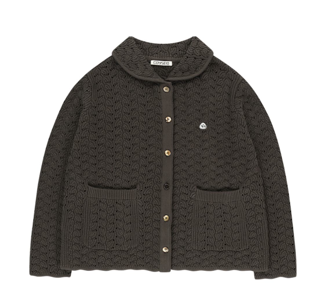 코이세이오 웨이브 니트 가디건 다크브라운 상품이미지1