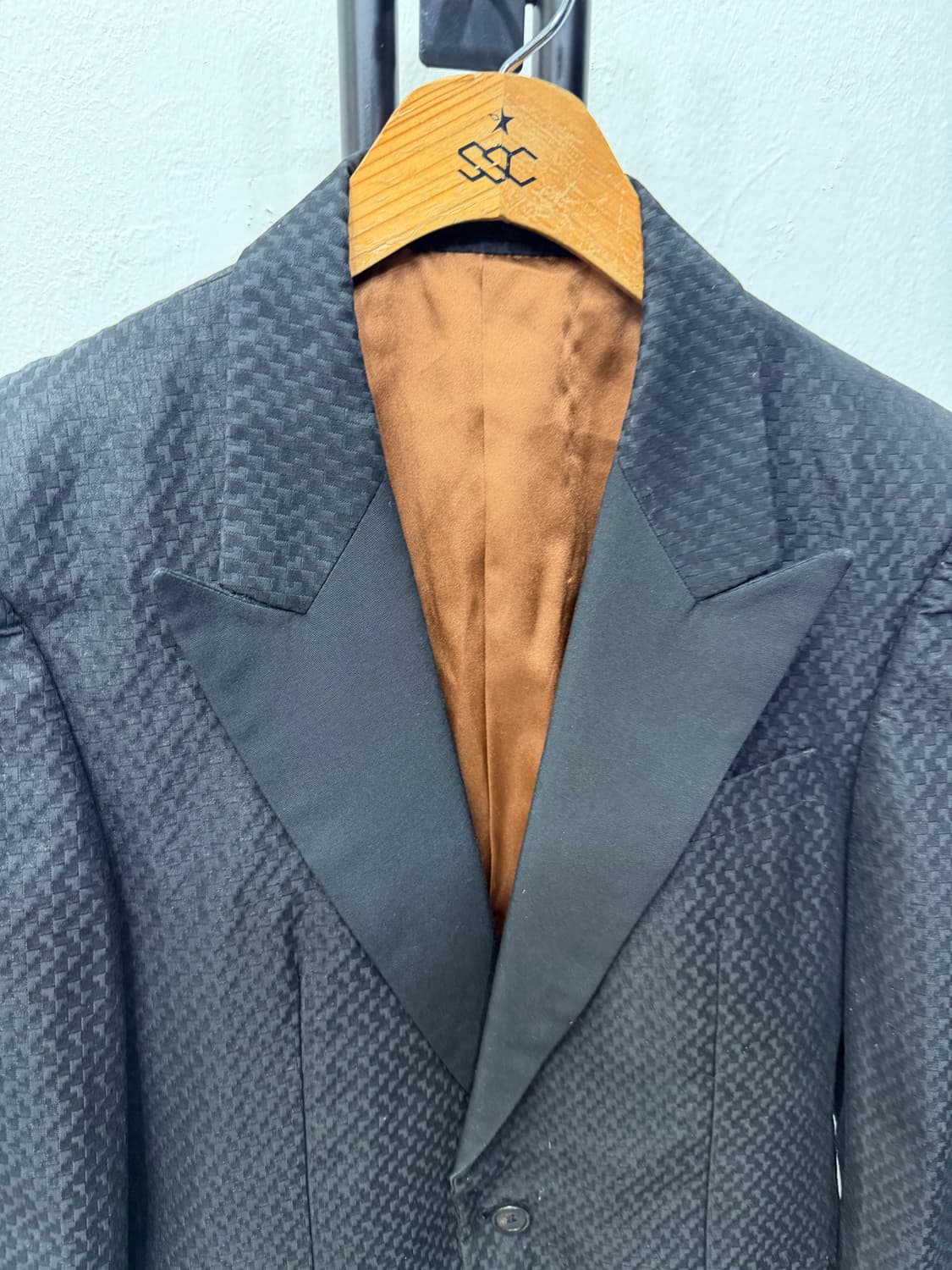 정품) 타임옴므 한섬 블랙 체크 패턴 자켓 100 상품이미지4