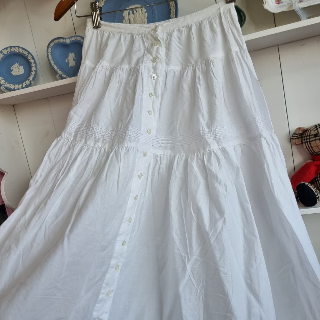 화이트 코튼 롱스커트 상품이미지3